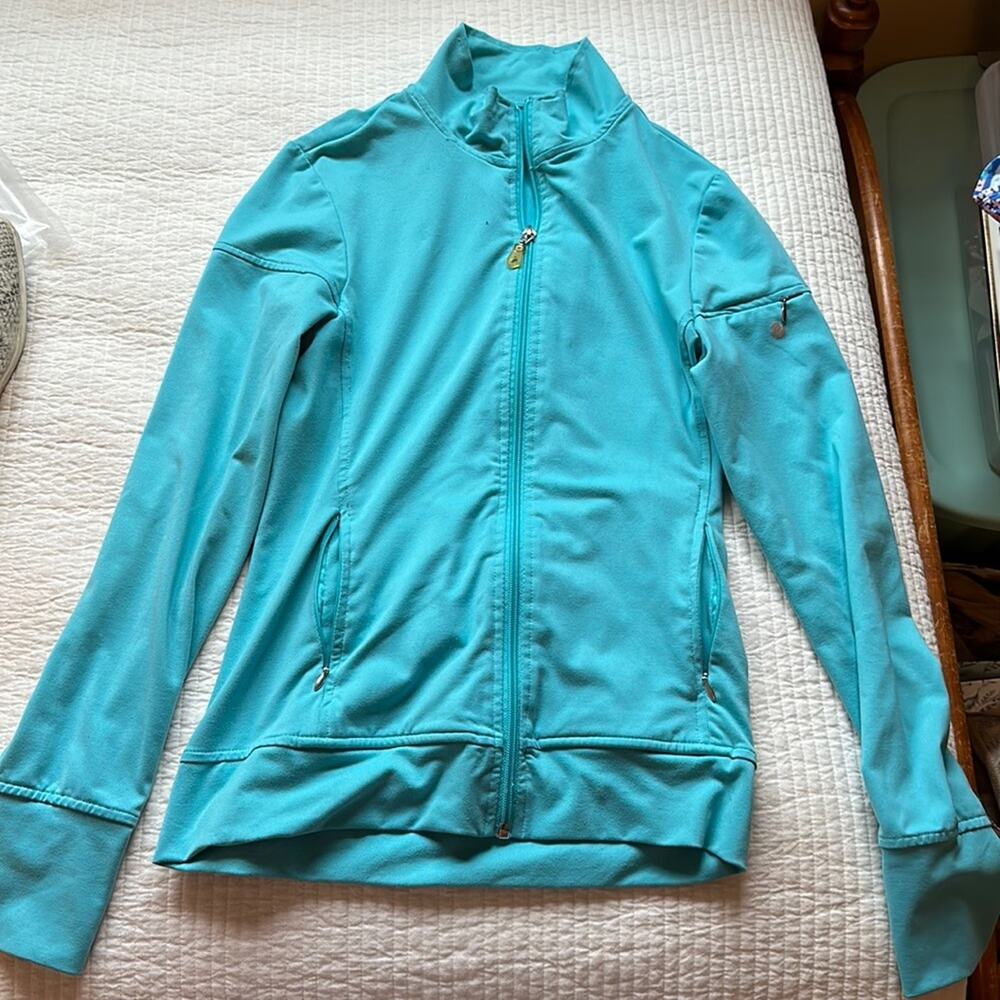 Bally total fitness blue full zipper activewear